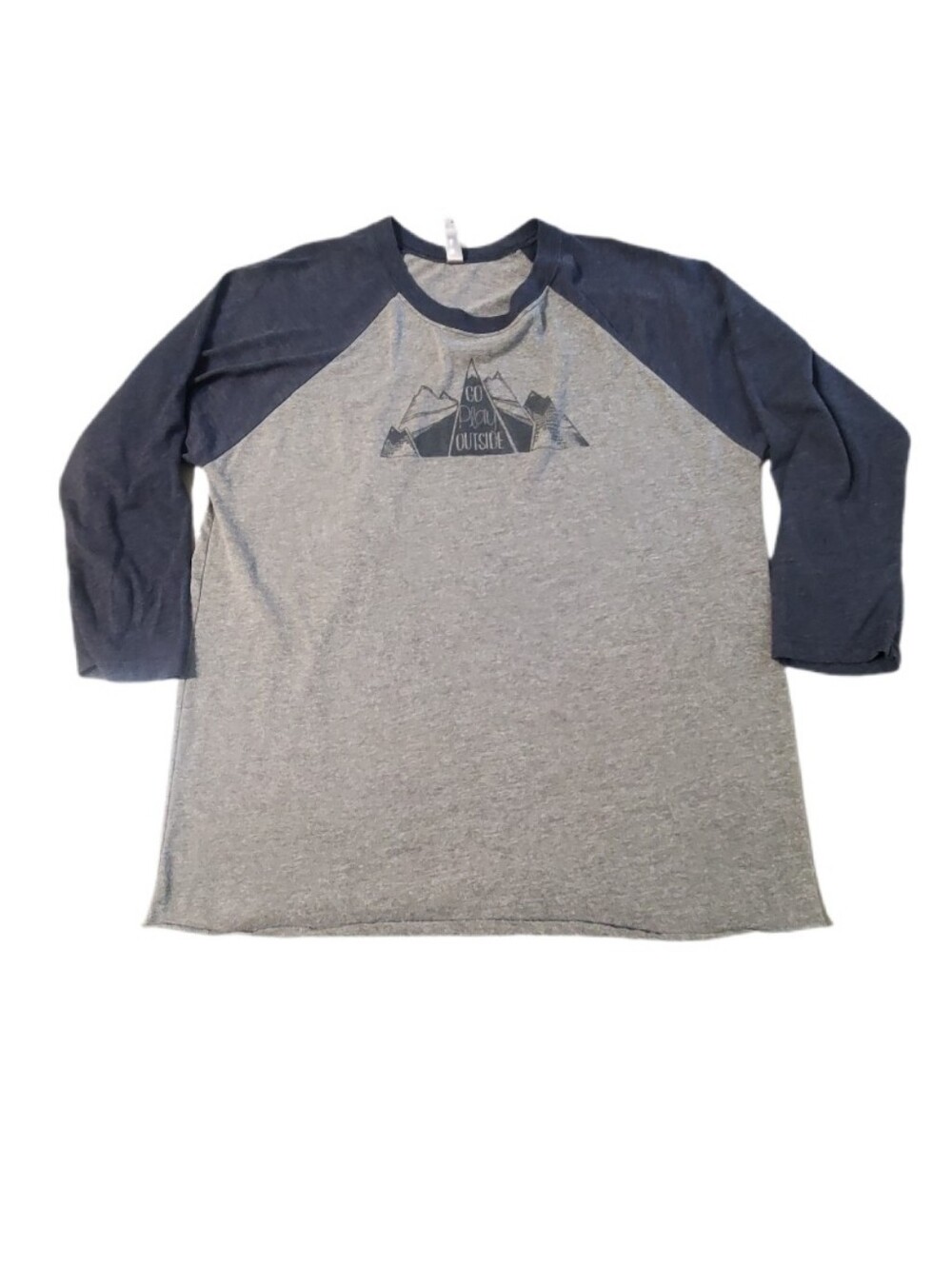 Men's Go Play Outside Gray Blue Baseball T-Shirt Large